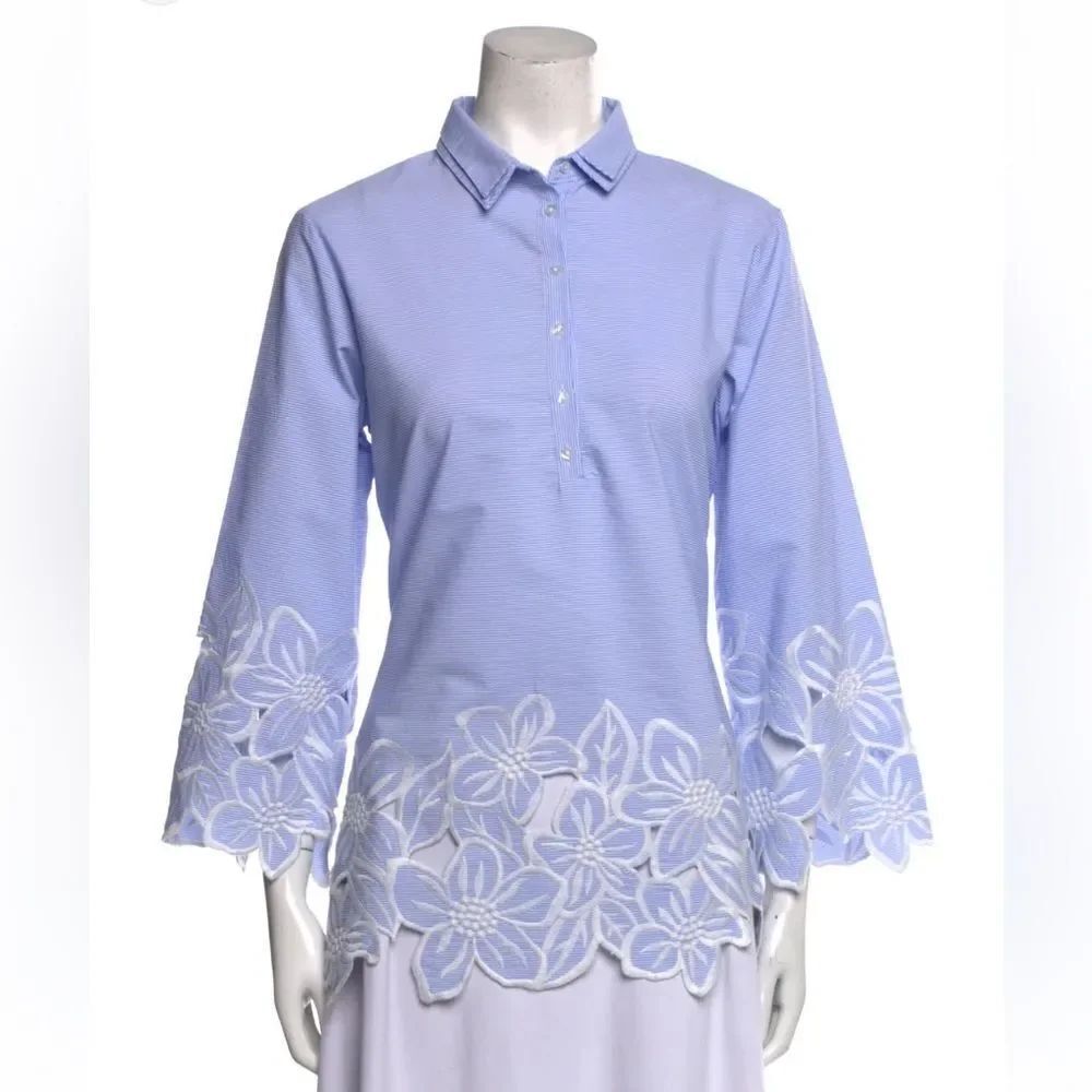 Anne Fontaine Embroidered Striped Shirt